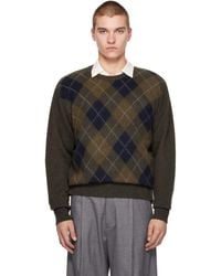 Ssstein - Khaki Argyle Crewneck Sweater - Lyst