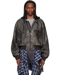 we11done - Hybrid Hooded Faux-Leather Track Jacket - Lyst