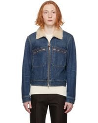Tom Ford Shearling-lined Denim Jacket in Blue for Men | Lyst