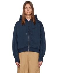 Jacquemus - Pull à capuche 'le sweater camargue zippé' bleu marine - le chouchou - Lyst