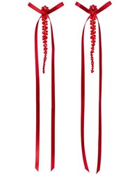 Simone Rocha - Boucles d'oreilles pendantes rouges à ruban à boucle - Lyst