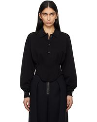 Mugler - ブラック Corseted ポロシャツ - Lyst