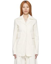 Quira - Blouson blanc cassé en lin exclusif à ssense - Lyst