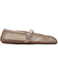Alaïa - Fishnet Suede Ballerina Flats - Lyst