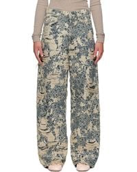 Acne Studios - ブルー＆ベージュ 1981 ディストレス モノグラム ジーンズ - Lyst