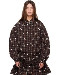Ganni - Printed Check Bomber Jacket - Lyst