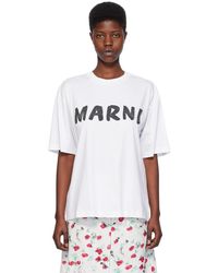 Marni - T-shirt blanc à logo imprimé - Lyst