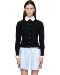 Thom Browne - Rib Stitch Crew Neck Merino Wool Cardigan - Lyst