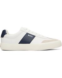 BOSS - Grained Faux-Leather Sneakers - Lyst