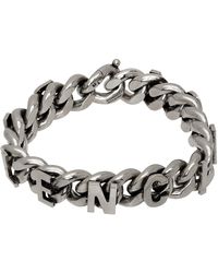Balenciaga - Bracelet-chainette gris acier à breloques à logo - Lyst