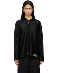 Ganni - Satin Jacquard Tie String Shirt - Lyst