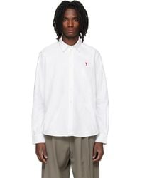 Ami Paris - Classic Long Sleeve Button-Down Collar Embroidered Adc Shirt - Lyst
