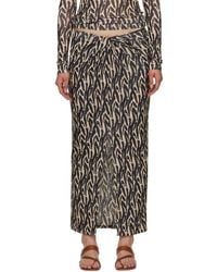Nanushka - Beige & Black Marya Midi Skirt - Lyst