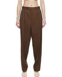 AURALEE - Pantalon brun à plis - Lyst