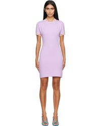 Versace - Robe Courte Mauve En Jersey Extensible De Coton À Logo En Jacquard - Lyst