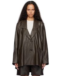 REMAIN Birger Christensen - Wide Leather Jacket - Lyst