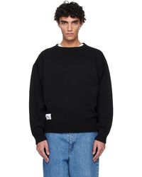 WTAPS - Pull Afa Noir À Col Ras Du Cou - Lyst