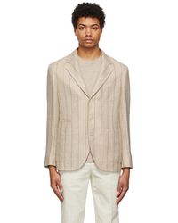 Brunello Cucinelli - Beige Striped Suit-type Blazer - Lyst