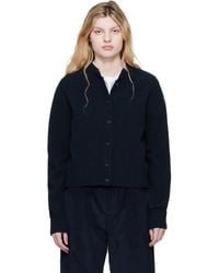 Rohe - Cardigan Écourté Bleu Marine En Laine Bouillie - Lyst