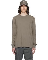 Rick Owens - T-shirt à manches longues gris à couture horizontale aux épaules - Lyst