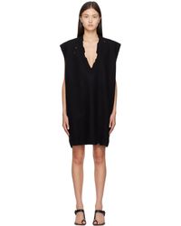 MM6 by Maison Martin Margiela - Robe courte noire à col en v - Lyst