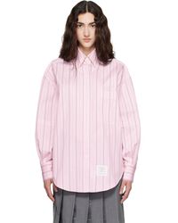 Thom Browne - Hairline Stripe Poplin Supersized Shirt - Lyst