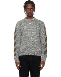 Off-White c/o Virgil Abloh - Khaki Diagonal Arrow Mouliné Knit Crewneck Sweater - Lyst
