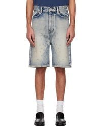 we11done - Embroidery Washed Denim Shorts - Lyst