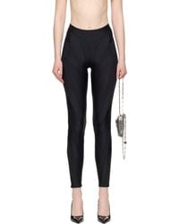 Mugler - Legging Noir À Assemblage En Spirale - Lyst