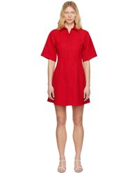 Ami Paris - Robe Courte À Manches Courtes Rouge En Laine - Lyst