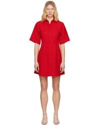 Ami Paris - レッド ウール 半袖シャツ ミニワンピース - Lyst