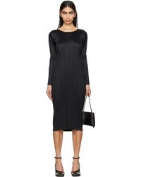 Pleats Please Issey Miyake - Robe Midi Monthly Colors February Noire - Lyst