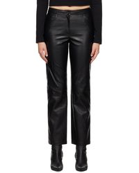 Juun.J - Pantalon Noir En Cuir Synthétique À Pinces - Lyst