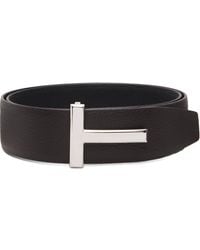 Tom Ford - Grain Leather T Icon Reversible Belt - Lyst