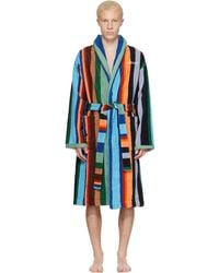Versace - Striped Cotton-terry Jacquard Bathrobe - Lyst