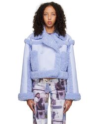 Stand Studio - Ssense Exclusive Blue Kristy Faux-shearling Jacket - Lyst