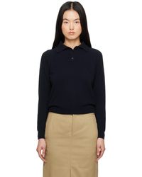 Maison Margiela - ネイビー ウール ニットポロシャツ - Lyst