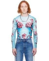 Jean Paul Gaultier - T-shirt à manches longues bleu et rouge à motif fleuri - Lyst