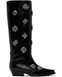Toga - Ssense Exclusive Leather Embellished Tall Boots - Lyst