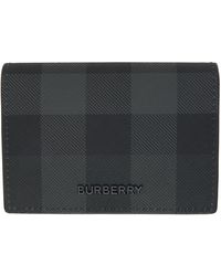 Burberry - Porte-cartes noir et gris à carreaux - Lyst