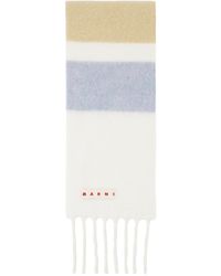 Marni - Écharpe blanc et bleu en alpaga à rayures - Lyst