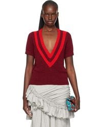 Dries Van Noten - Burgundy V-Neck Knit Sweater - Lyst