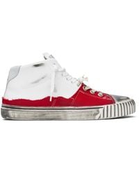 Maison Margiela - Red & White New Evolution High-top Sneakers - Lyst