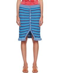 Ganni - Cotton Pointelle Stripe Midi Skirt - Lyst