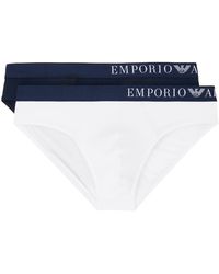 Emporio Armani - Ensemble de deux slips bleu marine et blanc - Lyst