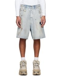 Vetements - ブルー トラッシュド デニムショートパンツ - Lyst