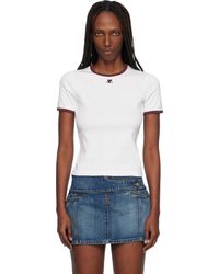Courreges - T-Shirt Blanc À Bordures Contrastées - Lyst