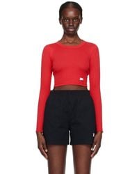 Alexander Wang - Red Cropped Long Sleeve T-shirt - Lyst