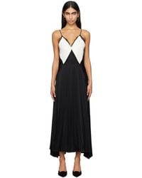 Victoria Beckham - Robe Longue Noir Et Blanc À Col En V - Lyst