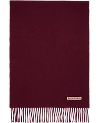 Acne Studios - Burgundy Fringe Wool Narrow Scarf - Lyst